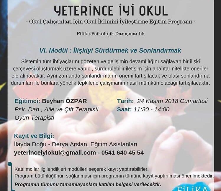 Yeterince İyi Okul – VI. Modül: İlişkiyi Sürdürmek ve Sonlandırmak
