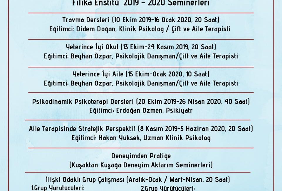 Filika Enstitü 2019-2020 Seminerleri