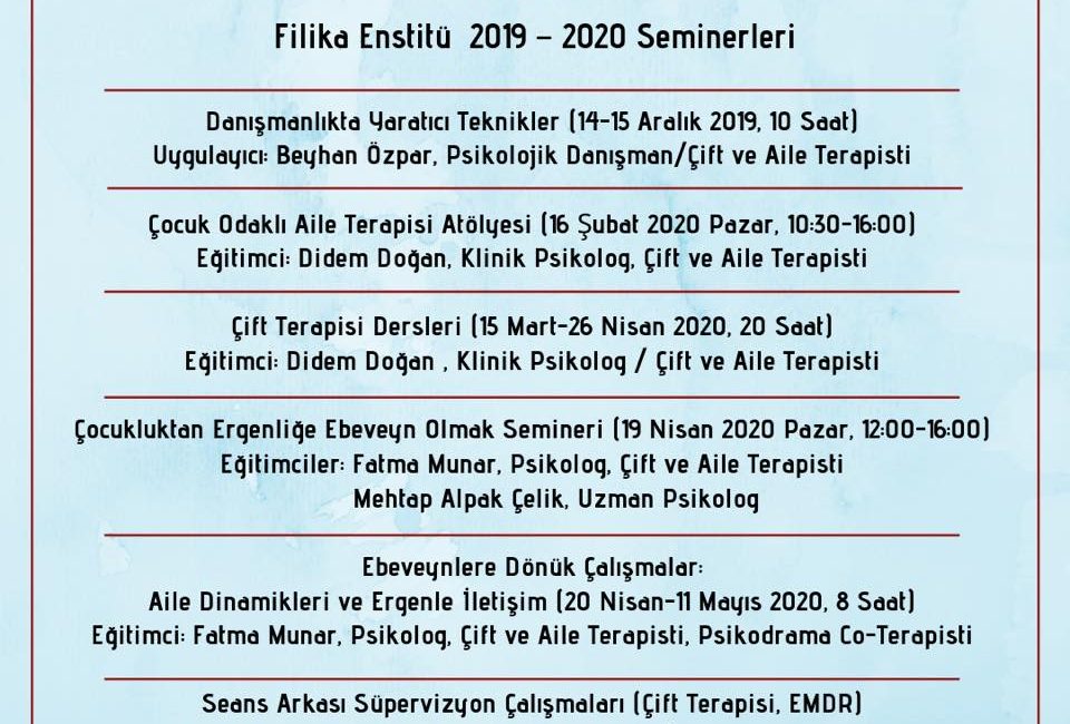 Filika Enstitü 2019-2020 Seminerleri